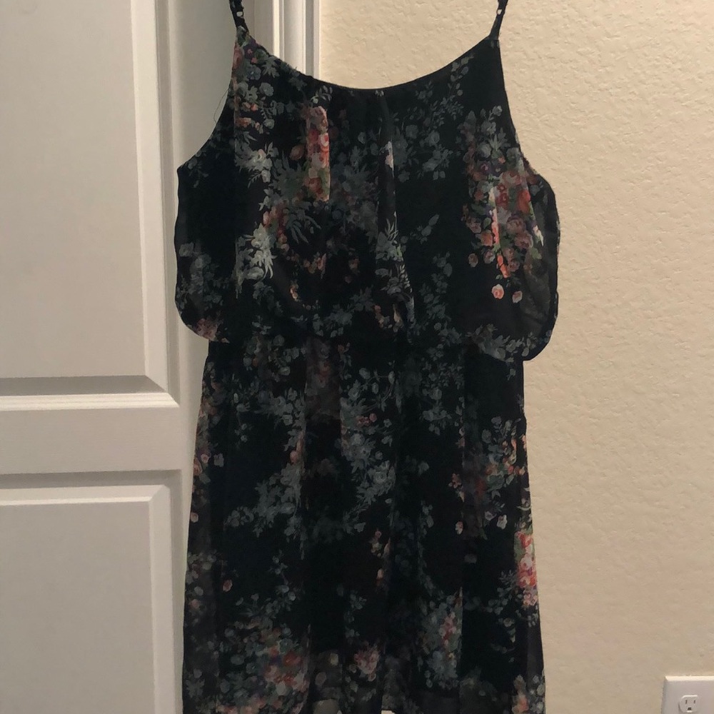 Black Silky and Soft Flower Covered Dress